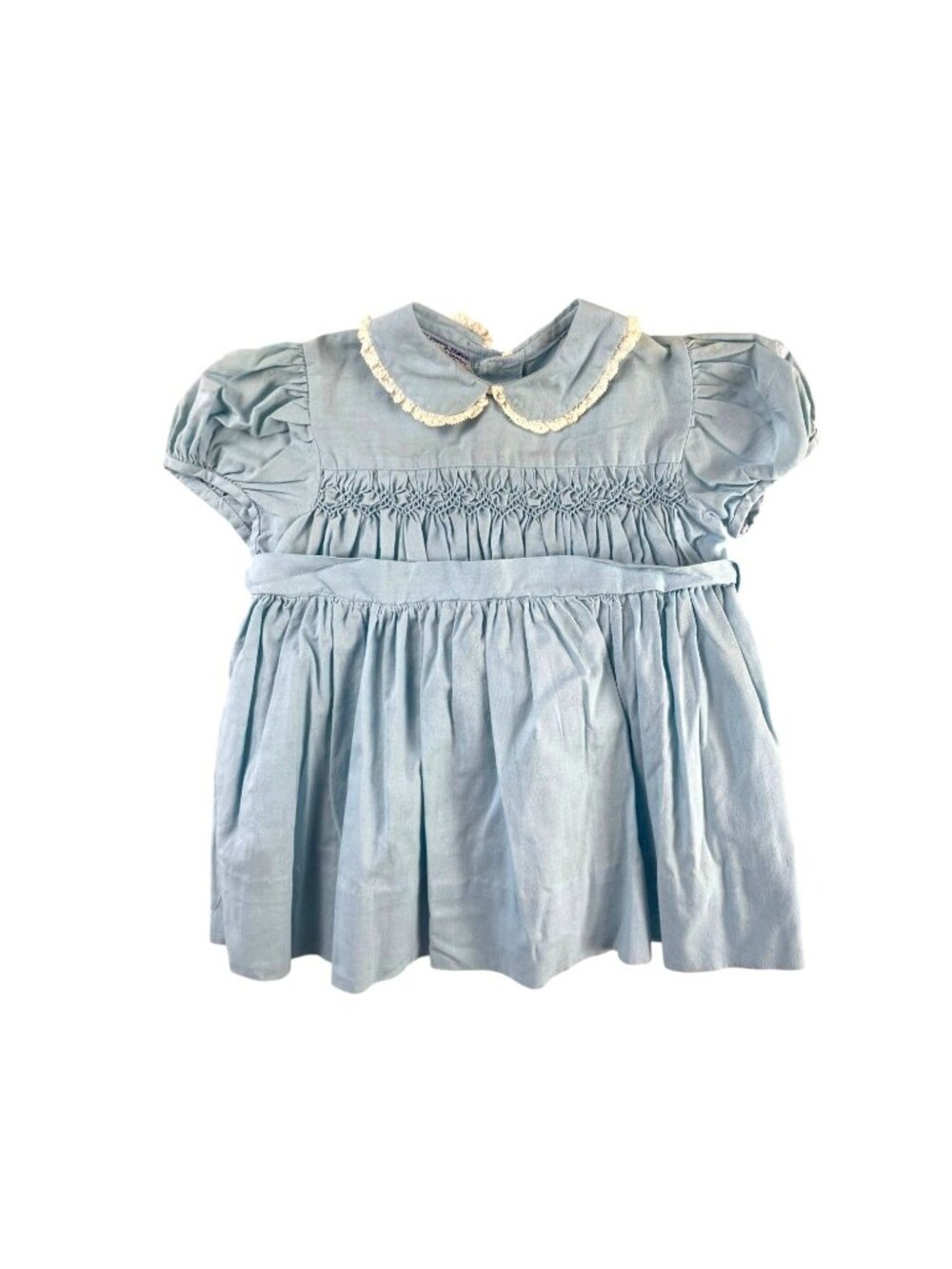 Vintage Polly Flinders Hand-Smocked Baby Girl Dress | Pastel Blue | Size 18M| He